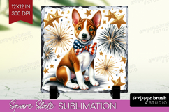 Basenji Dog Slate PNG Patriotic Dog Square Slate Sublimation Product Image 1
