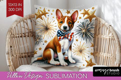 Basenji Dog Pillow Sublimation Patriotic Dog Pillow Cover Product Image 1