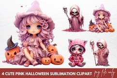 Cute Pink Halloween Sublimation Clipart, Pink Halloween Product Image 1