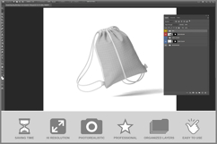 Drawstring Bag Isometric View Product Image 2