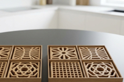 Geometric Wood Drink Coasters Set with Storage Box Laser Cut Product Image 4