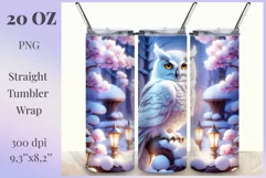 Sublimation Tumbler Wrap 3D White Owl / Png file Product Image 1