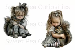 Girl, Squirrel, Grungy, PNG, Clipart, Ephemera Product Image 3
