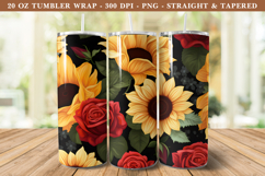 Rose &amp; Sunflower Tumbler Wrap | 20 oz tumbler wrap Product Image 1