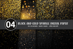 Black and Gold Sparkle Digital Paper Product Image 1
