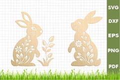 Spring Bunny SVG Design|Easter Laser cut, Cricut, Silhouette Product Image 3