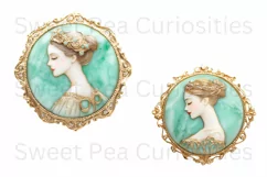 Cameo, Brooch, Victorian, Ephemera, PNG, Flower, Clipart Product Image 3