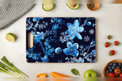 Winter Frozen Flowers Cutting Boards sublimation Design Product Image 3