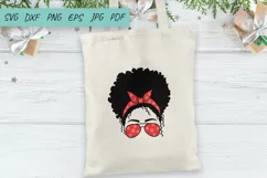 Christmas Messy Bun SVG | Mom Life SVG | Afro Women SVG Product Image 2