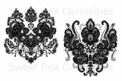 Embroidery, Flowers, Lace, PNG, Clipart, Black, White Product Image 3