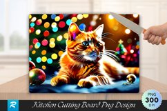 Holiday Playtime Ginger Cat and Tinsel Cutting Board PNG Product Image 1