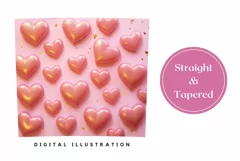 3D Pink Hearts Tumbler Wrap, Valentine's Day Tumbler 3D Product Image 3