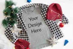 Gray Christmas t-shirt mockup 3000x2000px JPG Product Image 1