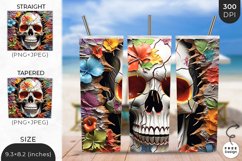 3D Scary Skull Tumbler Wrap | 3D Sublimation Wrap Design Product Image 1