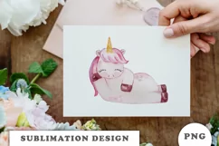Watercolor cute unicorn sublimation png Product Image 3
