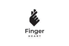 Monoline Finger Heart Gesture Logo Design Vector Product Image 3