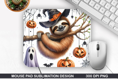 Sloth Mouse Pad Sublimation, Halloween Mouse Pad PNG Product Image 1
