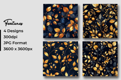 Dark Golden Floral Digital Paper Product Image 3