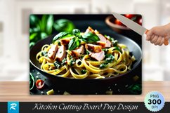 Pesto Pasta with Chicken Cutting Board Sublimation Design Product Image 1