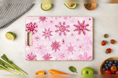 Pink Snowflakes Embroidery Cutting Boards sublimation Design Product Image 3