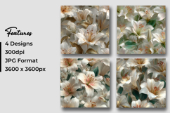 White Lily Flowers Digital Paper Product Image 3