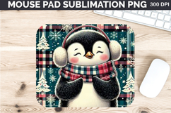 Watercolor Penguin Mouse Pad Sublimation - Christmas PNG Product Image 1