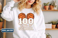 Basketball 100 Days of School PNG design, Sublimation design Product Image 3