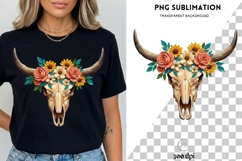 Floral Cow Skull PNG Sublimation | Western Boho Bull Skull Product Image 1