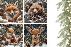 Knitted Winter Animals Pillow Case, Winter Forest Pillowcase Product Image 3