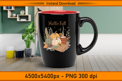 Hello Fall Pumpkins and Plaid Mug Sublimation PNG Product Image 3
