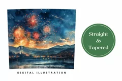 Fireworks Tumbler Wrap Design, Watercolor Tumbler Design Product Image 3