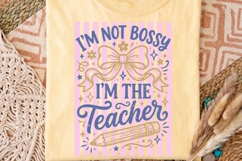 I'm Not Bossy I'm The Teacher Png, Retro Striped Teacher Png Product Image 2