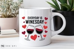 Everyday Is Winesday Wine Glasses With Hearts PNG Product Image 3