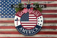 Good Bless America Round Sign SVG Design - 4th of July Door Product Image 2
