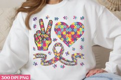 Peace and Love Autism PNG, Autism Sublimation PNG Product Image 3
