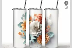 3D Flowers 20 oz Skinny Tumbler full wrap Product Image 1
