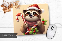 Holiday Sloth with Red Scarf Mouse Pad Sublimation Design Product Image 1