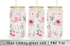 Glass Can Sublimation Wrap, Pink Flower Libbey Can Glass Product Image 1