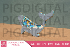 Layered Whale SVG 3D Ocean Scene for Laser Cutting Product Image 3
