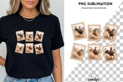 Vintage Rodeo Bull Riding PNG Bundle | Cowboy Western Stamp Product Image 3