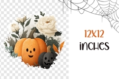 Halloween Pumpkin PNG, Floral Halloween Pumpkins T-Shirt PNG Product Image 3