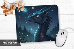 Curious Night Dragon Among Stars Mouse Pad PNG Design Product Image 1