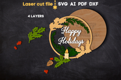 Christmas Wreath SVG laser cut files for Glowforge Product Image 3