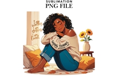 Autumn woman melanin png design for T-shirts Product Image 1
