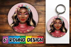 Blissful Car Coaster Round PNG, Afro Girl Product Image 1