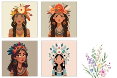 Cartoon Girl Square Coasters, Ethnic Square Coaster Designs Product Image 3