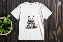 Watercolor Panda Eating Bamboo Clipart Sublimation PNG Product Image 2