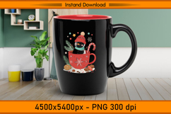 Cute Black Snowman in Red Mug Christmas Sublimation PNG Product Image 3