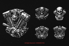 10 Bundle Dark Art Engine Skull Motorcycle Bike Race Car V8 Product Image 5