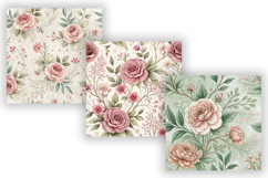 Antique Cottage Floral Digital Paper Bundle, Vintage Product Image 3